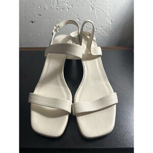 Everlane The Double-Strap Block Heel Sandals Ivory Leather Made In Italy 10.5